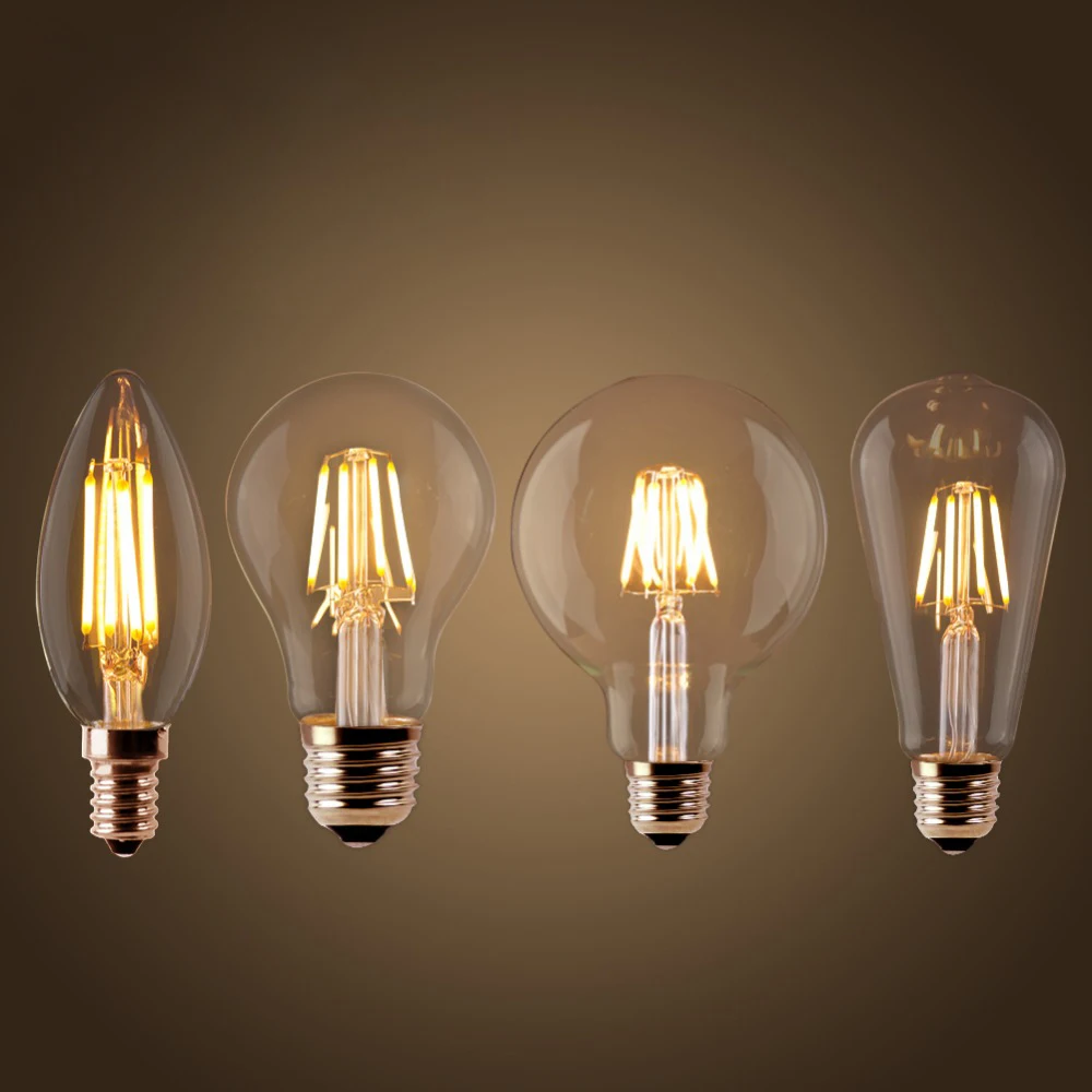 Chandelier Lighting Home Decor Energy Saving E27 Retro Edison Lamp 220V E14 E27 Vintage Candle Light Globe LED Filament Bulb