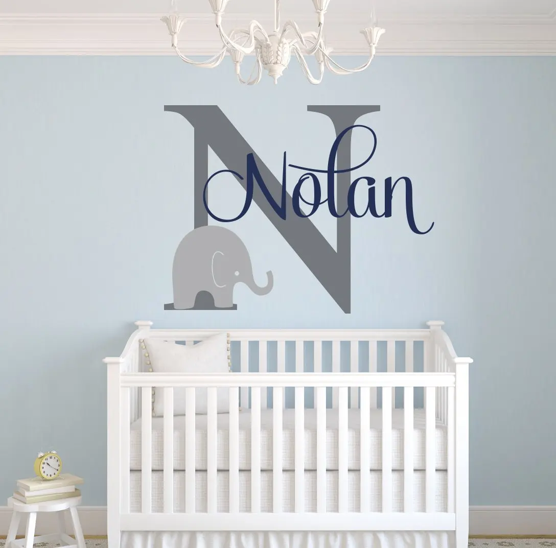 Custom Elephant Name Wall Decal For Boys Baby Room Decor Custom Elephant Name Wall Decal For Boys Baby Room Decor Nursery Decals