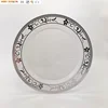 High Quality 7.5 Inch White Plastic Plate With Silver Flower Pattern