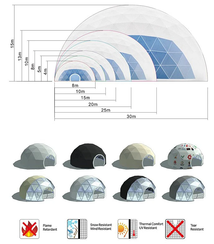 2017 New Style 8m Diameters Outdoor Safari Glamping Dome Tent Luxury ...