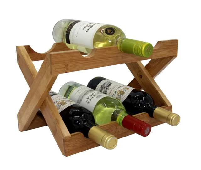 Bamboo Foldable Countertop Wine Rack Which Could Put 6 Bottles