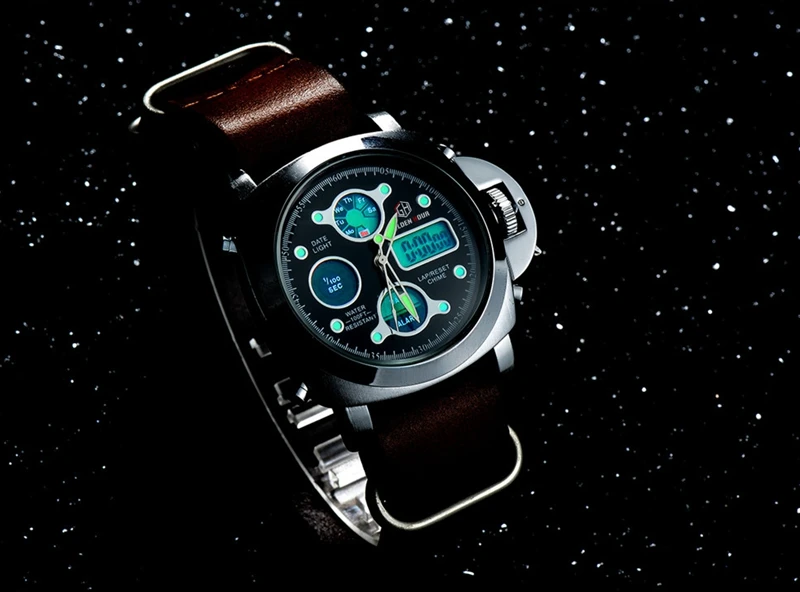 Mens Watches Top Brand Luxury Golden Hour Double Time Clock Vintage