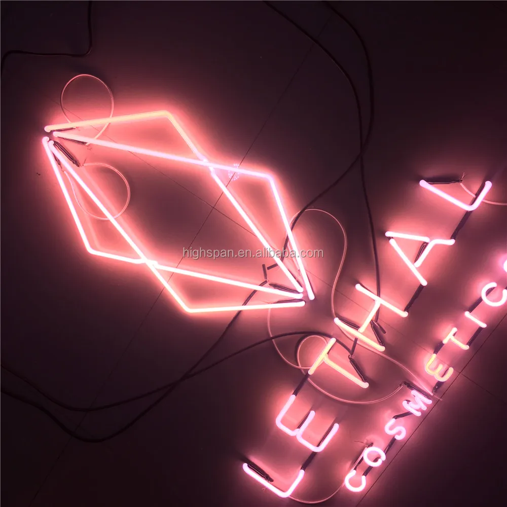 9mm Tube Pink Color Cosmetic Brand Custom Real Glass Neon Sign China