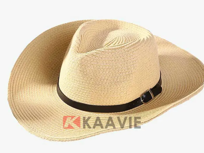 Custom Desert Beach Male Mexican Straw Cowboy Hat With Leather Belt
