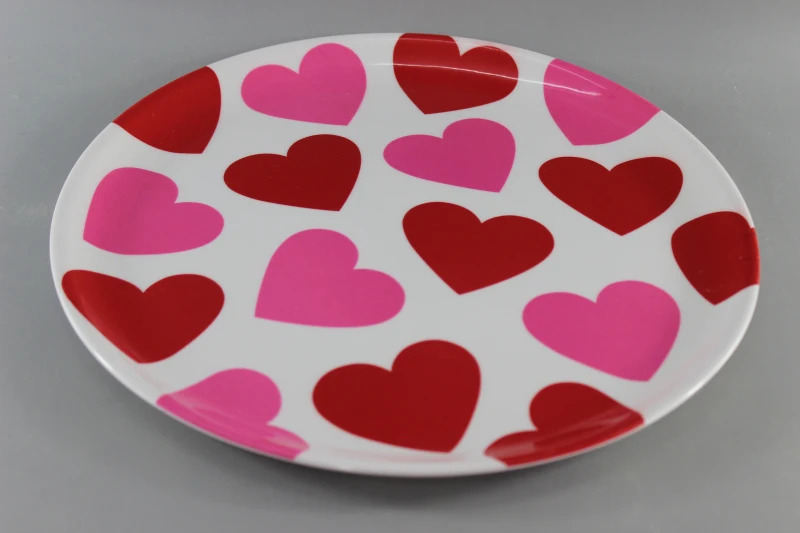 Plastic Dinner Plaste Melamine Loving Heart Dishes Valentine's day
