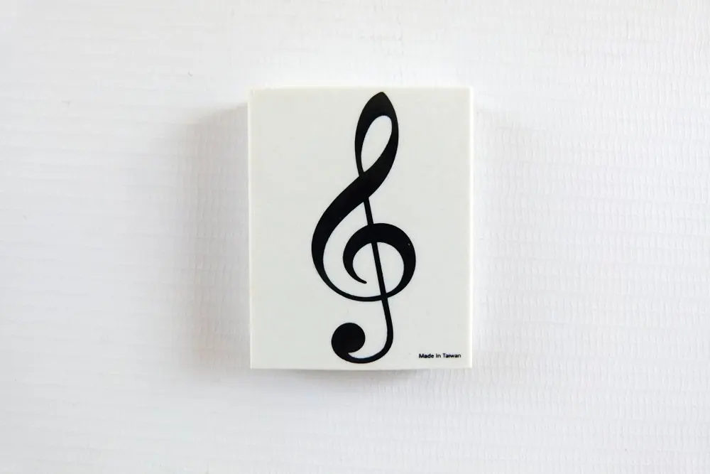 Music Themed Rectangular White Musical Design Eraser Musical Notes