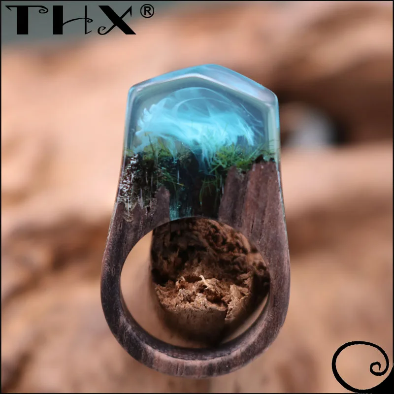 Unique Handmade Wooden Fashion Jewelry Womens Wood Ring Wood Ring Resin