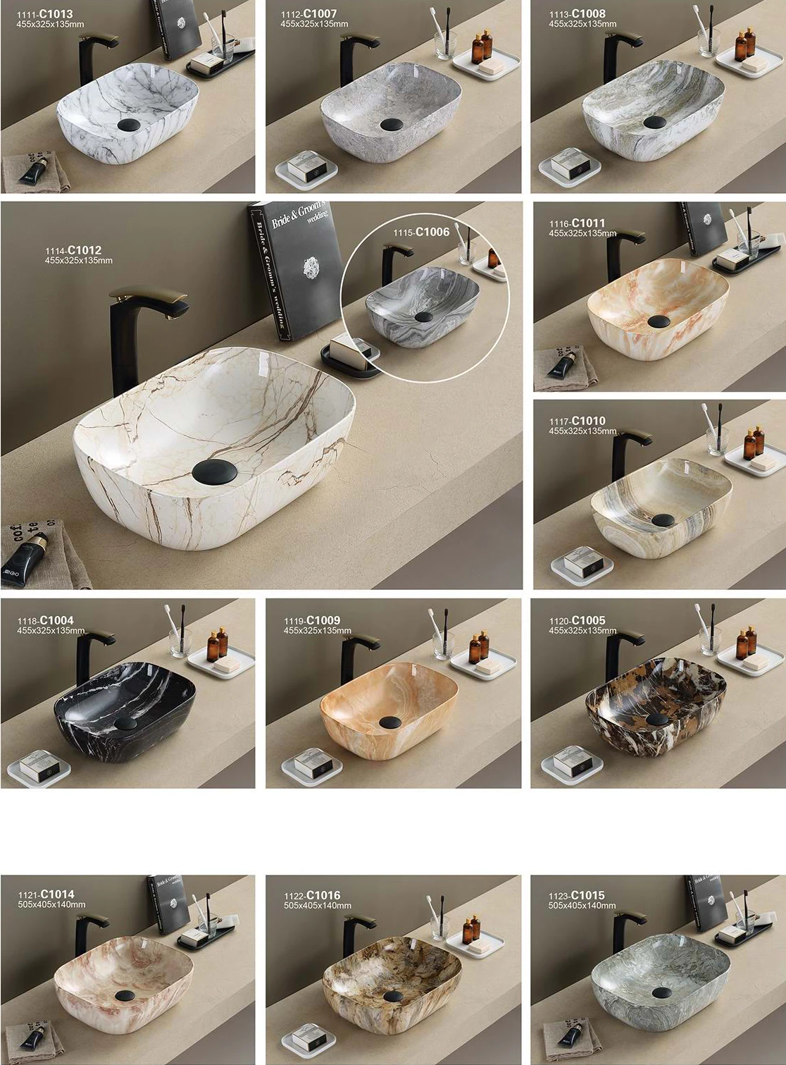 Wholesale Round White Natural Stone Pattern Marble Color Wash Basin