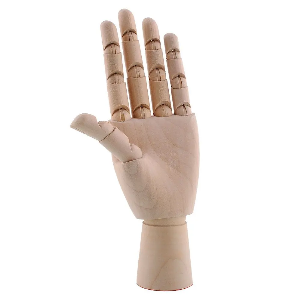 Yookat Wood Art Mannequin Hand Model 10 inch Wooden Sectioned Flexible Fingers Manikin Hand Figure Random Left or Right Hand Perfect for Drawing Sketch Art Mannequin etc. Female Hand