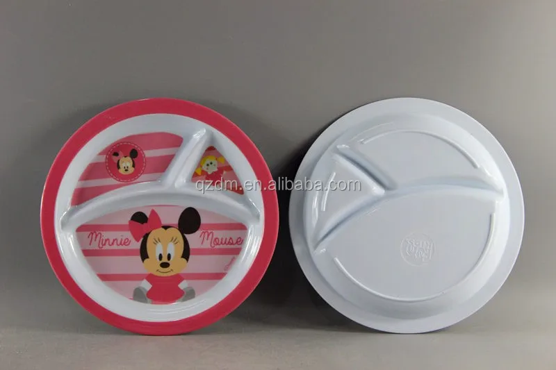 Girl Design Melamine 3 Section Plate Compartment Lunch Plate