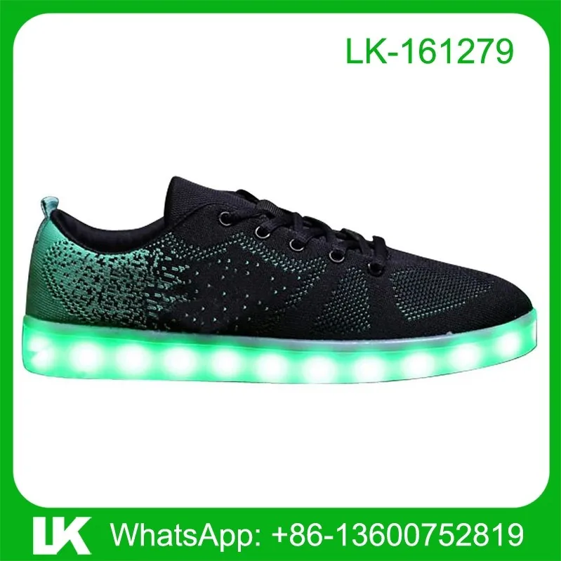 Flyknit led lights skate shoes, flyknit skateboard shoes, led skate shoes for men
