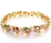 Double Layer 18K Gold Plated Water Drop Wedding Bangle Tennis Tear Shape Colored Diamond Bracelet For Women