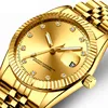 New high quality gold role date men gold water proof wrist watch