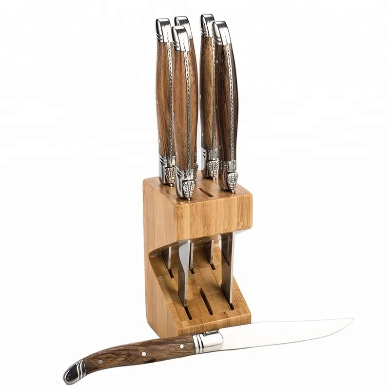 6 Pieces Premium French Style Laguiole Kitchen Steak Knife Set With