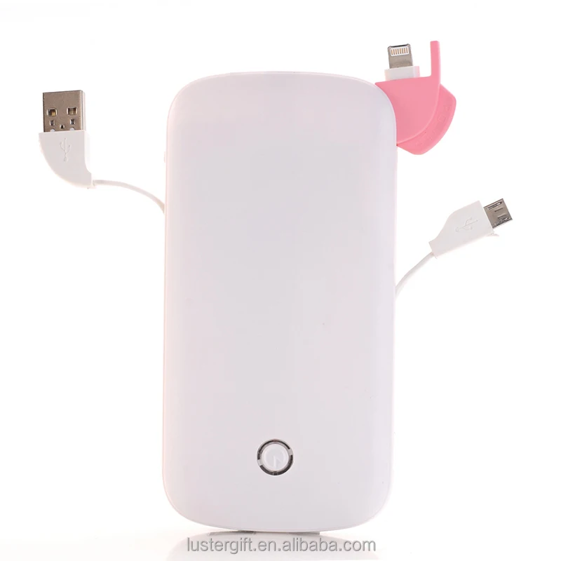 2016 Promotion Gift Power Bank Rechargeable Universal Portable Power Bank with cables
