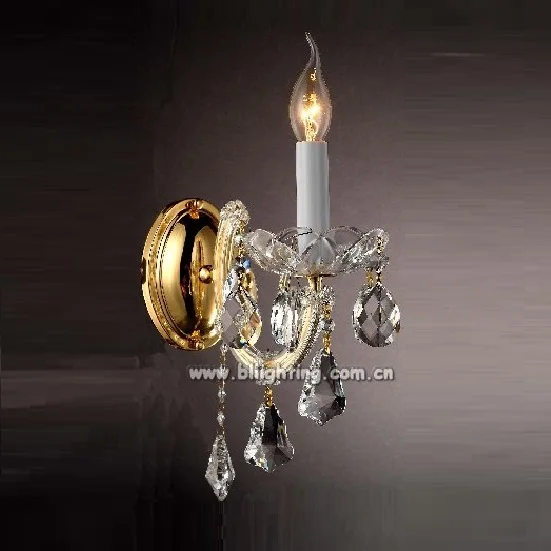 single lights gold color indoor wall lamp for bedroom crystal sconces for hot sale