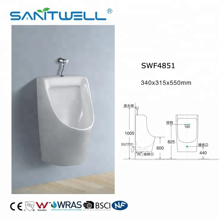 Flush Valve Wall Mounted Toilet Bowl Ceramic Urinal American