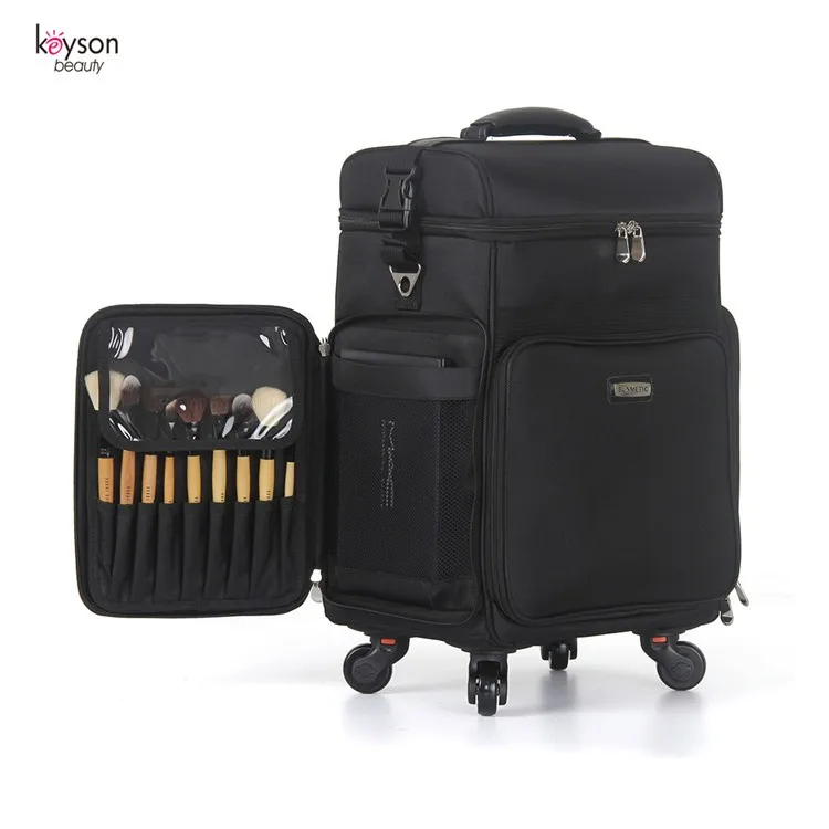 Keyson Nylon Trolley With Telescoping Handle Net Bag Makeup Artist