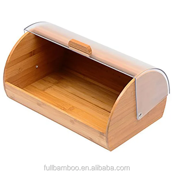 Fuboo Natural Bamboo Bread Box With Acrylic Lid Buy Bamboo Bread Box