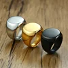 High Polished 316L Stainless Steel Logo Custom Round Signet Blank Ring For Unisex Jewelry