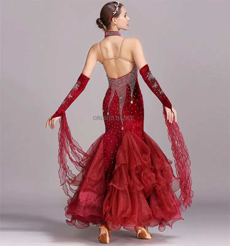 Professional Rhinestones Competition Wear Sexy Ballroom Dance Dress ...