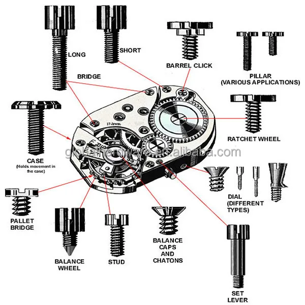 watch screw pins
