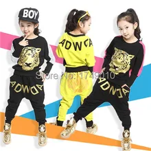 2015 Tiger Print Girls‘ Clothing Set Spring Autumn New Kids Sports Suit Long Sleeve Top & Harem Pants Sets kx043