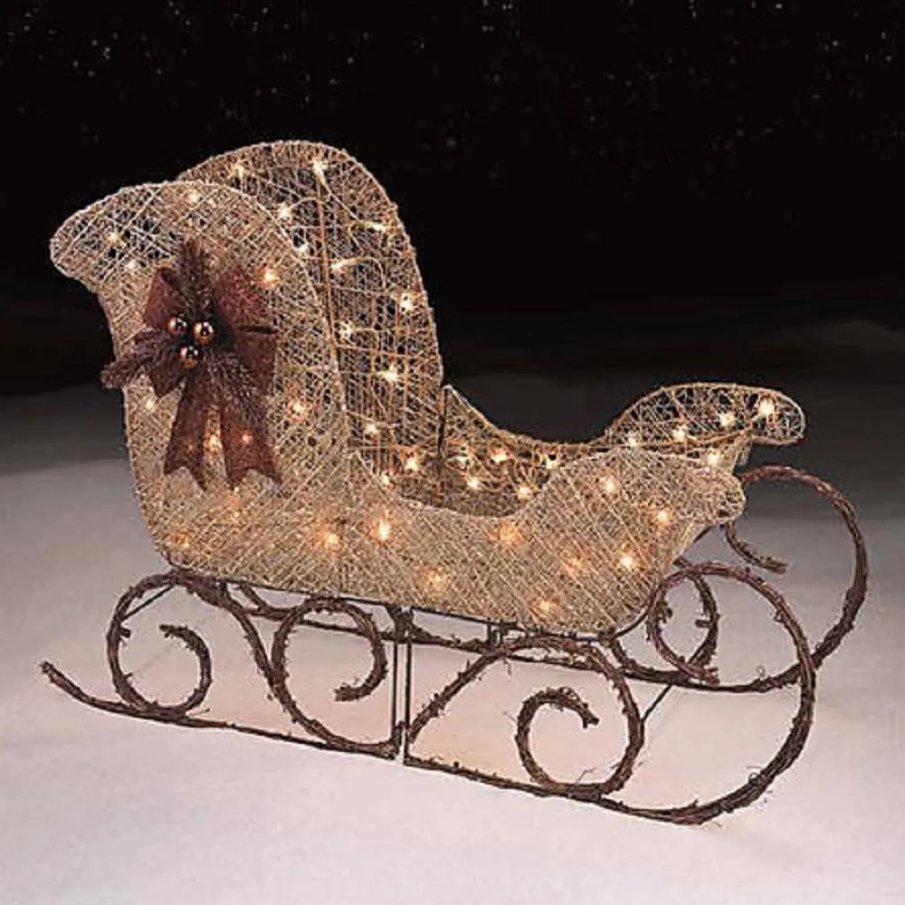 48/" Lighted Sleigh Grapevine Christmas Outdoor Yard Decoration Starry Night Sled