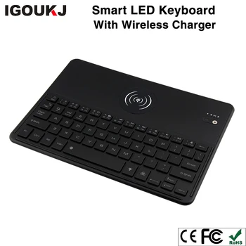 Thin Magnetic Charge Metal Led Wireless Keyboard For Ipad Qi