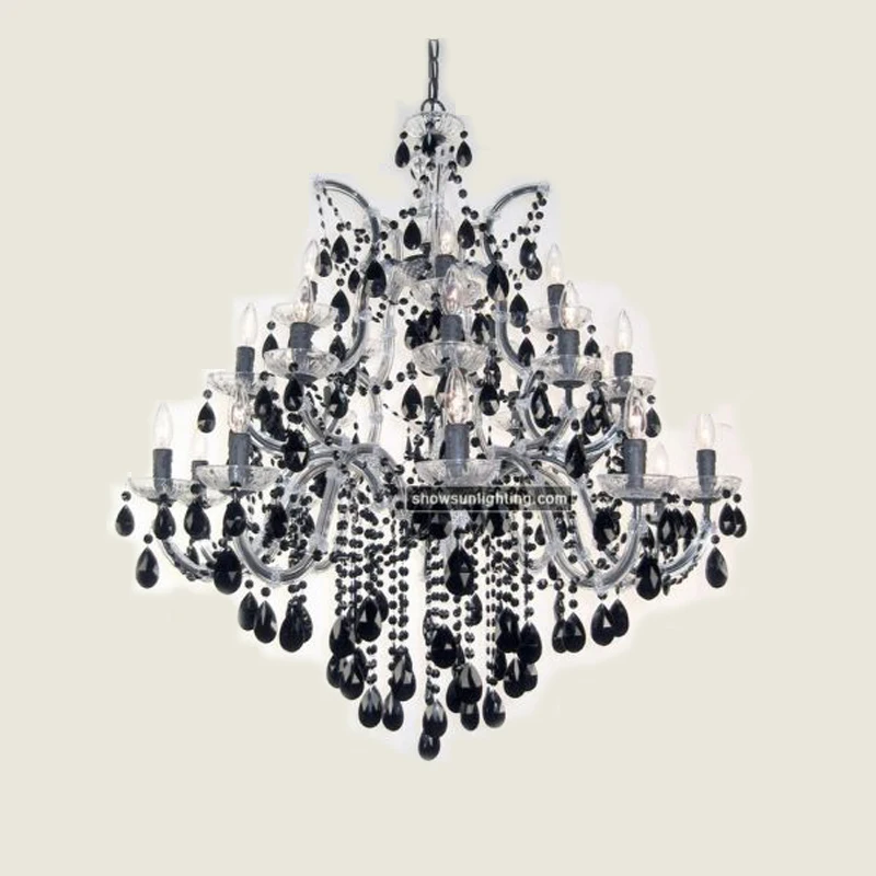 Black Modern Chandeliers Metal Big Chandelier Crystals