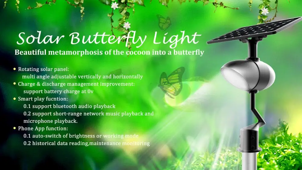 Smart solar butterfly lights