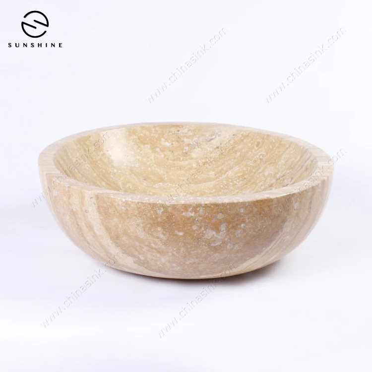 Antique Style Beige Travertine Marble Stone Hand Wash Sink Bowl