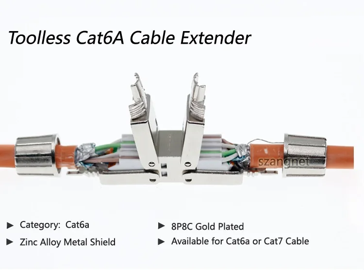 Rj45 Cat6a Ftp Inline Coupler Shielded Rj45 Toolless Cat6a Cable