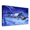 Snow Village Cartoon Art Printed Wall Painting On Canvas With LED Light