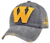 Vintage washed distressed brim big W applique cotton baseball cap