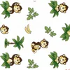 Cute Kids Design Tablecloth with Monkey Banana and Coconut Palm Printed Fabric Table Cloth Made of China Eco-Friendly Fabric