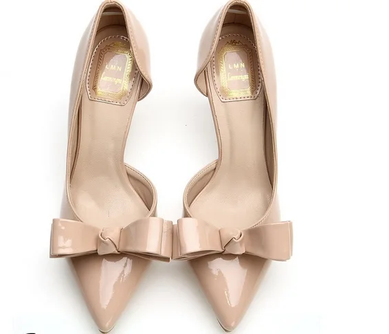 nude heels with bow