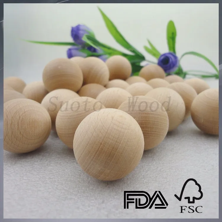 Custom Round 30mm Beech Wood Ball Without Varnished Polished Natural