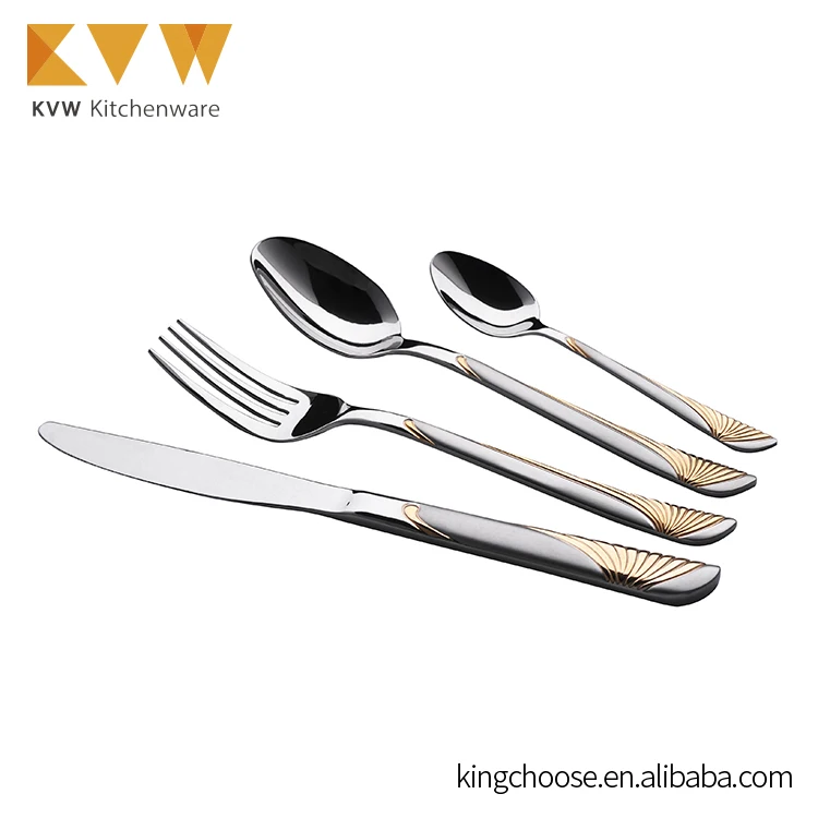 134pcs Gold Cutlery Flatware Set Stainless Steel Used Restaurant