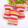 rainbow color bone shape cat toy with catnip plush pet toy for cat
