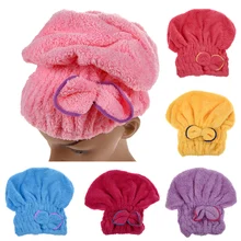 1PCS Home Textile Microfiber Hair Turban Quickly Dry Hair Hat Wrapped Towel Bath 6 Colors Available