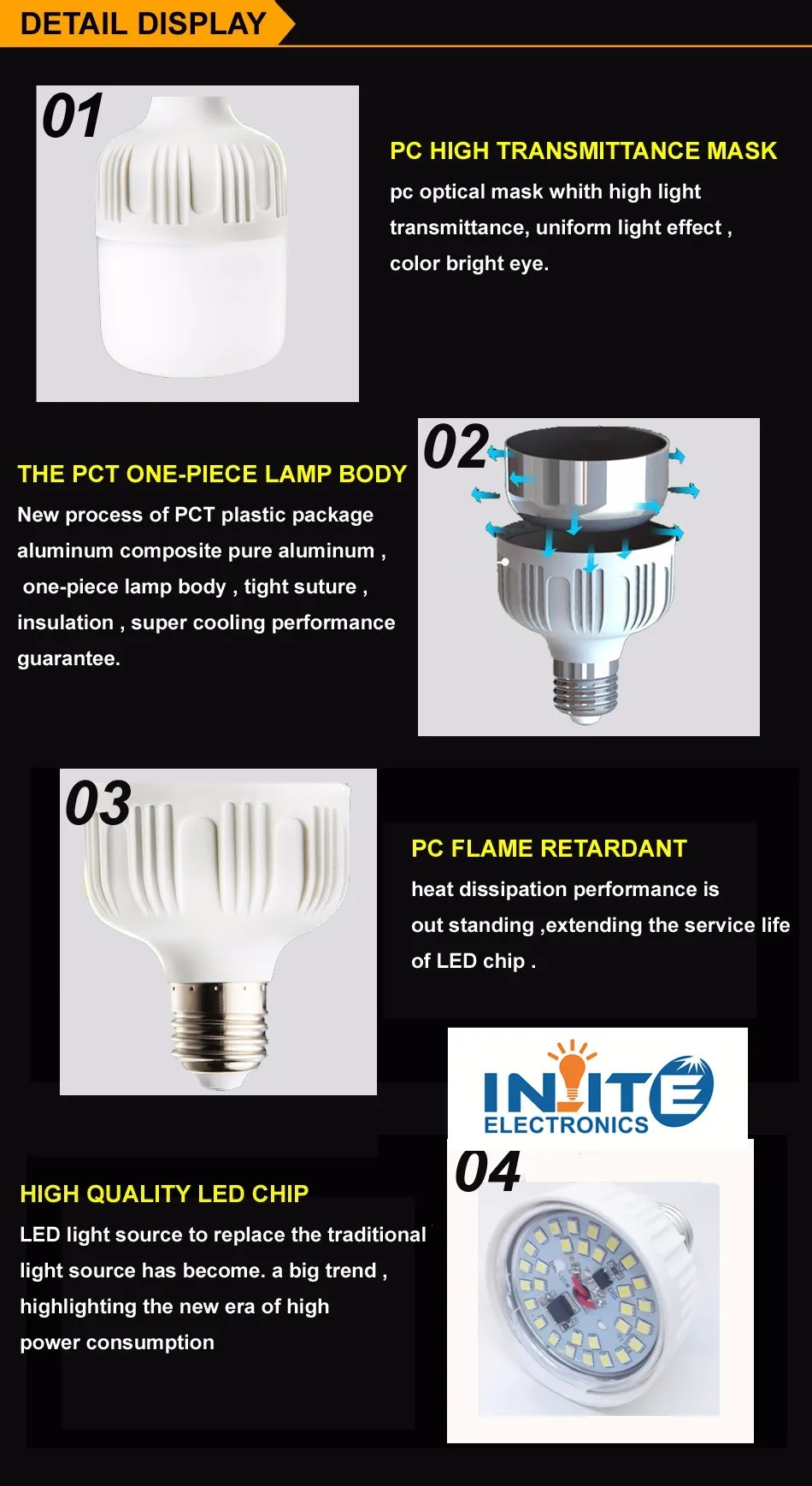 E27 /e40 T80 T100 T120 Led Light Bulb 20w 30w 40w 50w Ac85-265v Led T ...