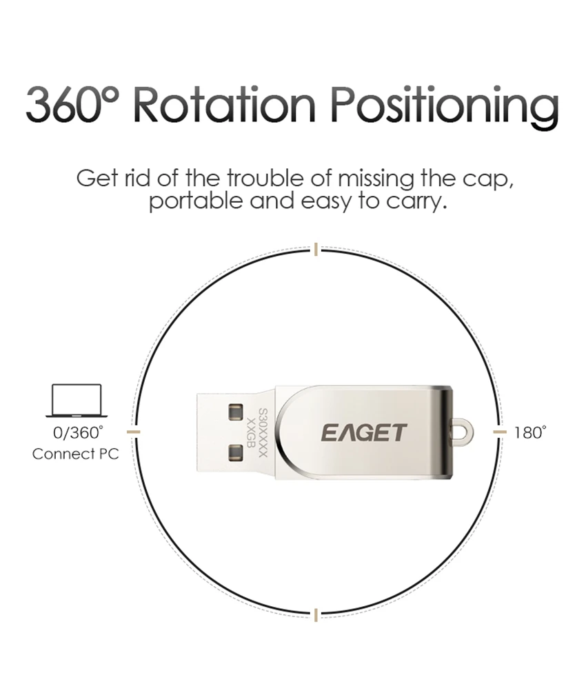 EAGET S30 16/32/64GB USB Flash Drive Memory Stick USB 3.0 Metal Mini Flash Disk Memory Pendrive External Storage - ANKUX.COM