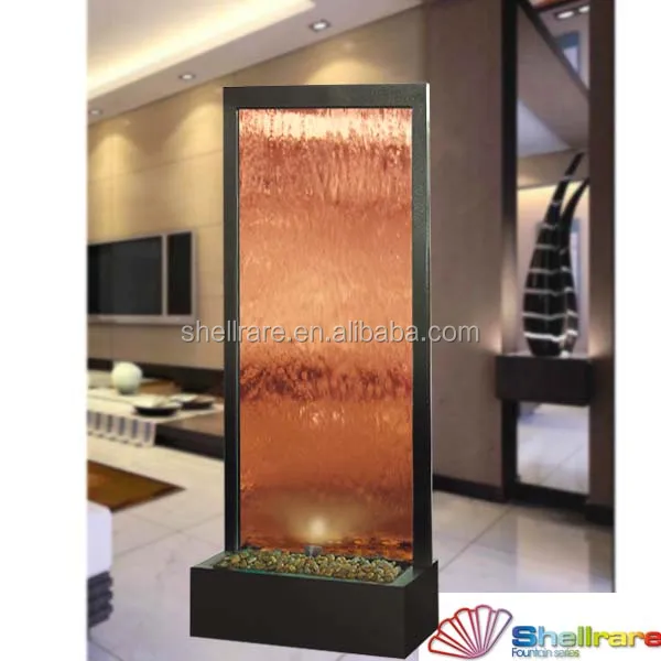 Floor Standing 72" Height Water Panel Wall,Glass Water Feature Led