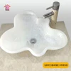 Composite product Round 2 mm thin edge pure white solid surface marble stone wash basin bathroom