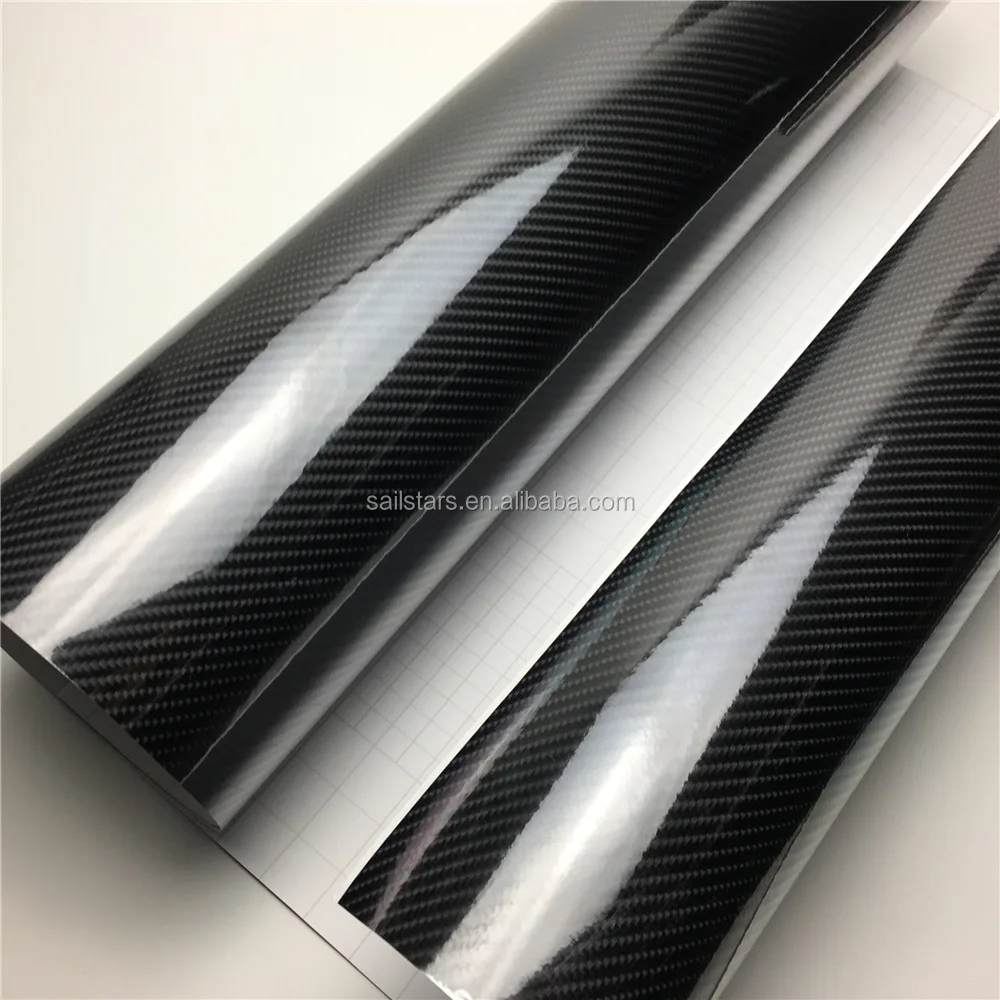 8 DM Fibre De Carbone Brillant Vinyle Véhicule Wrap Noir Sans Bulles de nombreuses tailles