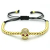 Y&R jewelry 2018 Skull CZ ball with 316 stainless steel bead one by one plating high quality bracelet for men