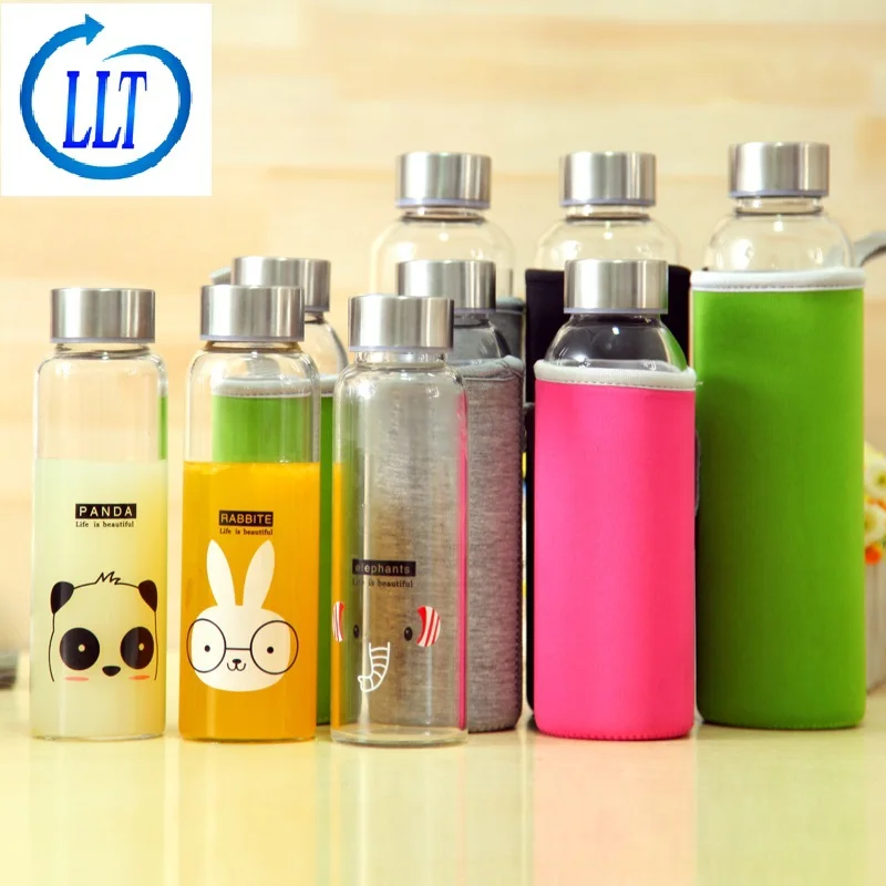 Quality Glass Water Bottle,Clear Drink Cup,Portable Office Mug With