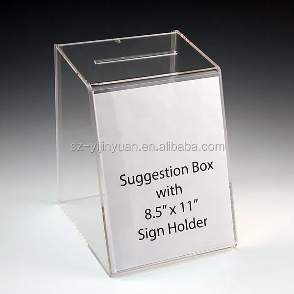 Clear Acrylic Donation Box With Lock & Key Cube Acrylic Suggestion