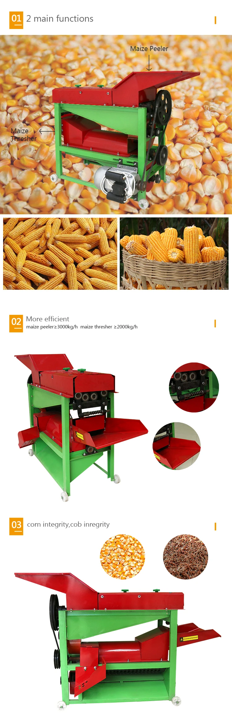 Dawn Agro Corn Skin Peeling Machine Thresher Cob Maize Sheller For Sale
